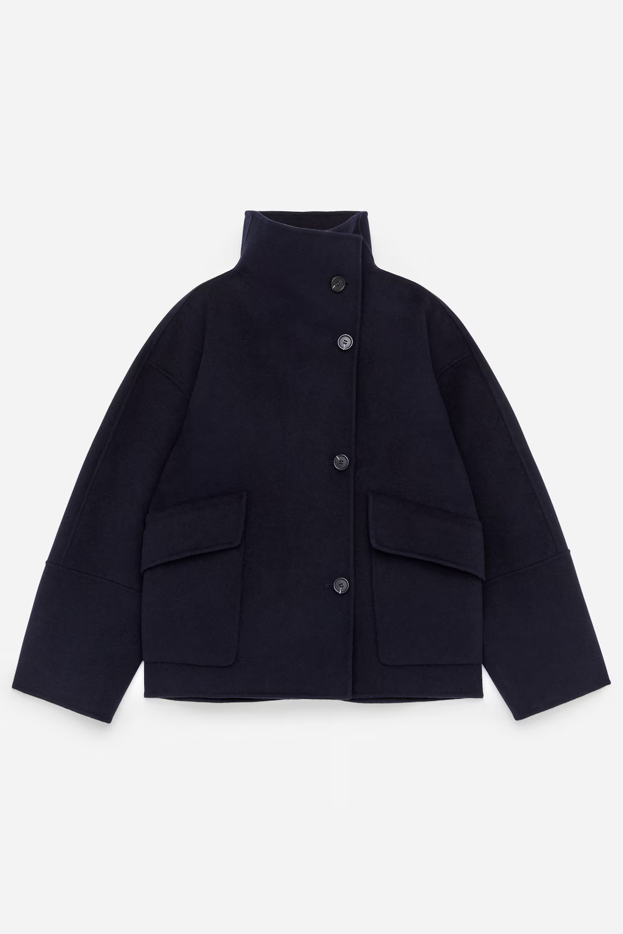 Doublé Wool-Blend Jacket - Dark Blue - Ladies | H&M GB | H&M (UK, MY, IN, SG, PH, TW, HK)