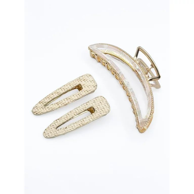 Time and Tru Women's Hair Clip and Claw set, 3 Pack, Ivory | Walmart (US)