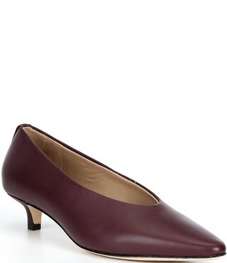 Lauren Ralph Lauren Francesca Nappa Leather High Vamp Kitten Heel Pumps -  8.5 | Dillard's