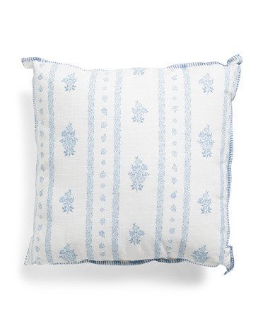 20x20 Cotton Floral Stripe Garden Pillow With Whipstitch Trim | Throw Pillows | Marshalls | Marshalls