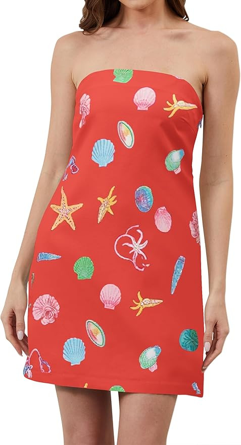 Women Strapless Tube Mini Dress Boho Floral Print Sleeveless Backless Short Dress Summer Going Ou... | Amazon (US)