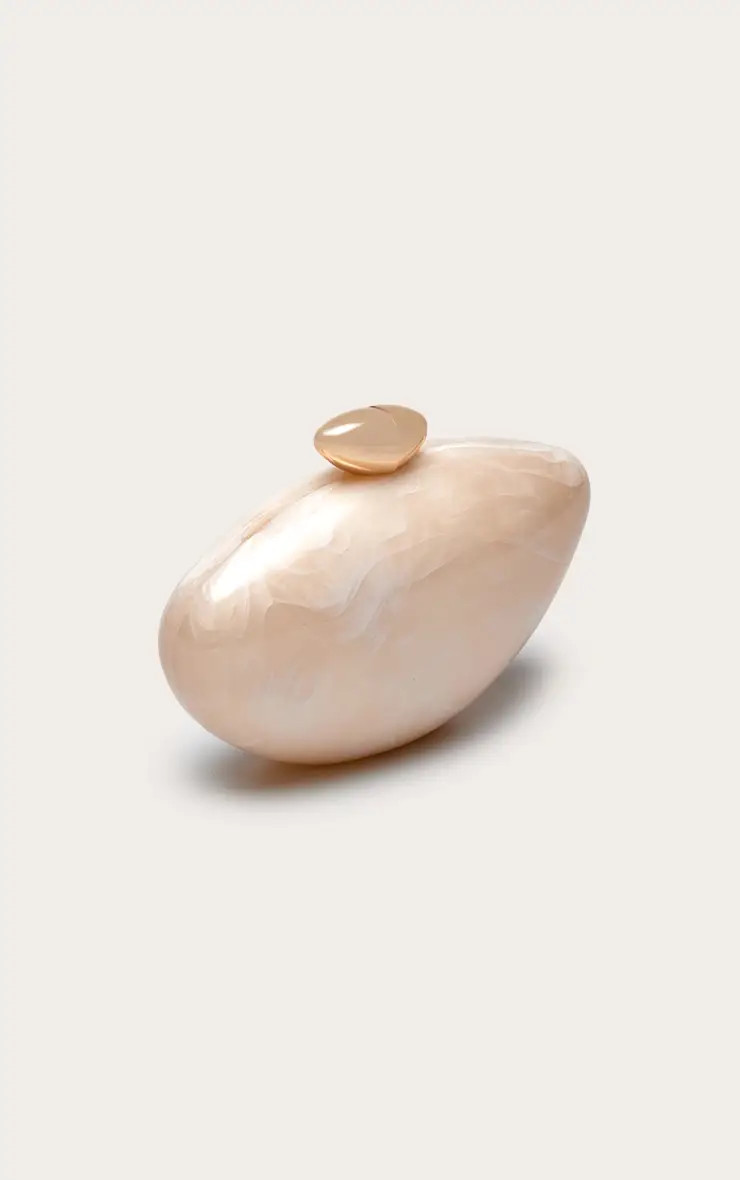 Cream PrettyLittleThing Gradient Shell Hard Clutch Bag | Boohoo | Boohoo.com (UK & IE)