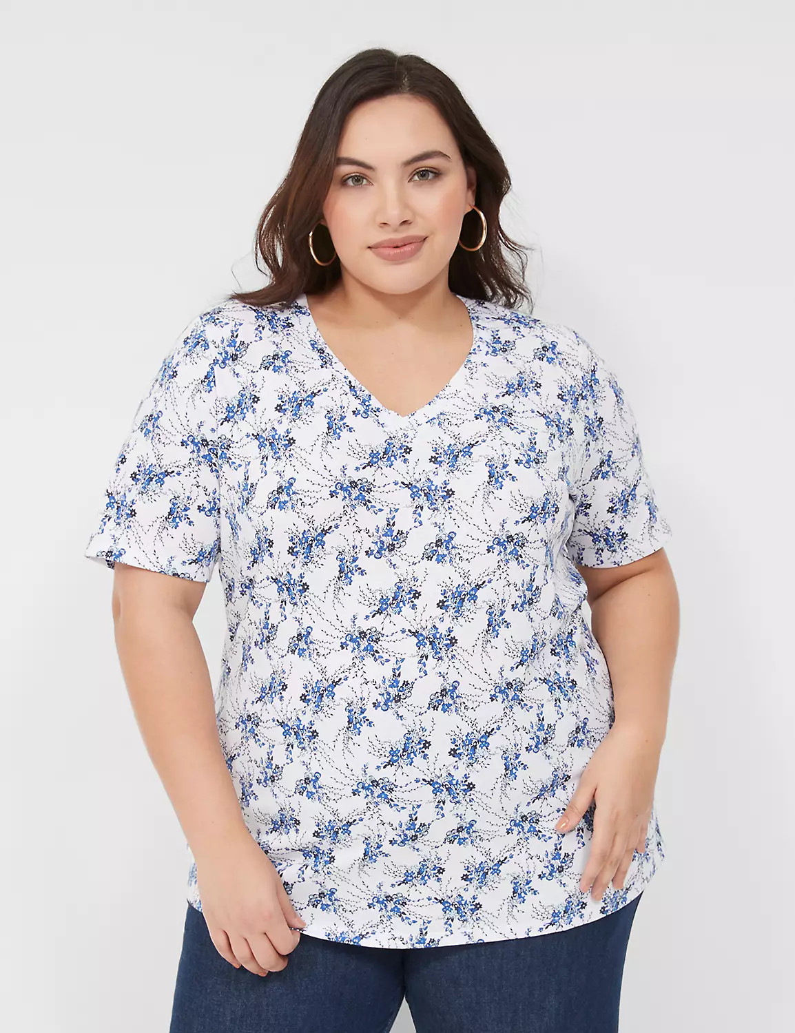 Classic Perfect Sleeve V Neck Tee S | LaneBryant | Lane Bryant (US)