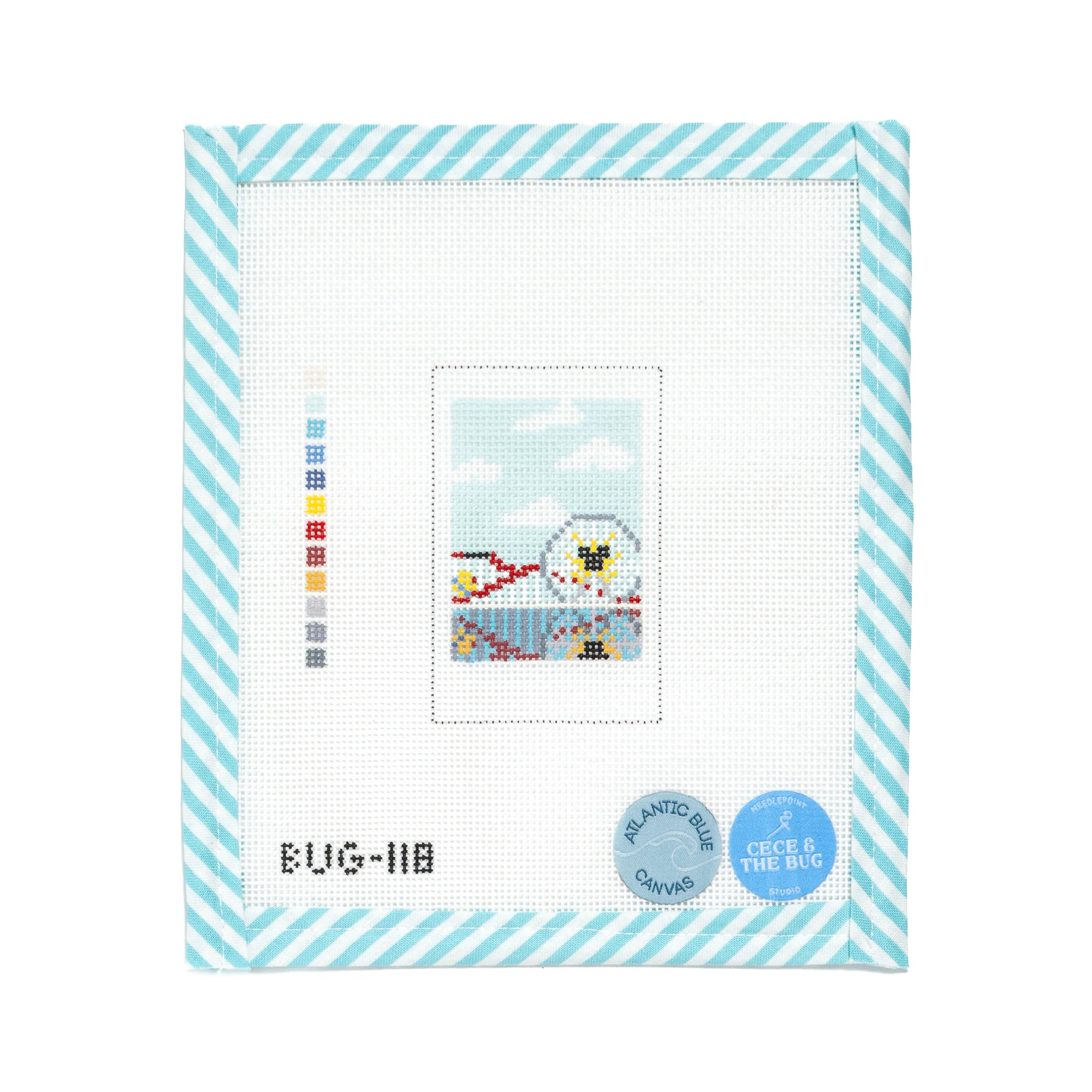 Magical Pier Polaroid Needlepoint Canvas | Atlantic Blue Canvas