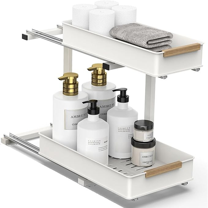 Under Sink Organizer 1 Pack, 2 Tiers Pull Out Cabinet Organizer for Bathroom & Kitchen, Heavy-Dut... | Amazon (US)