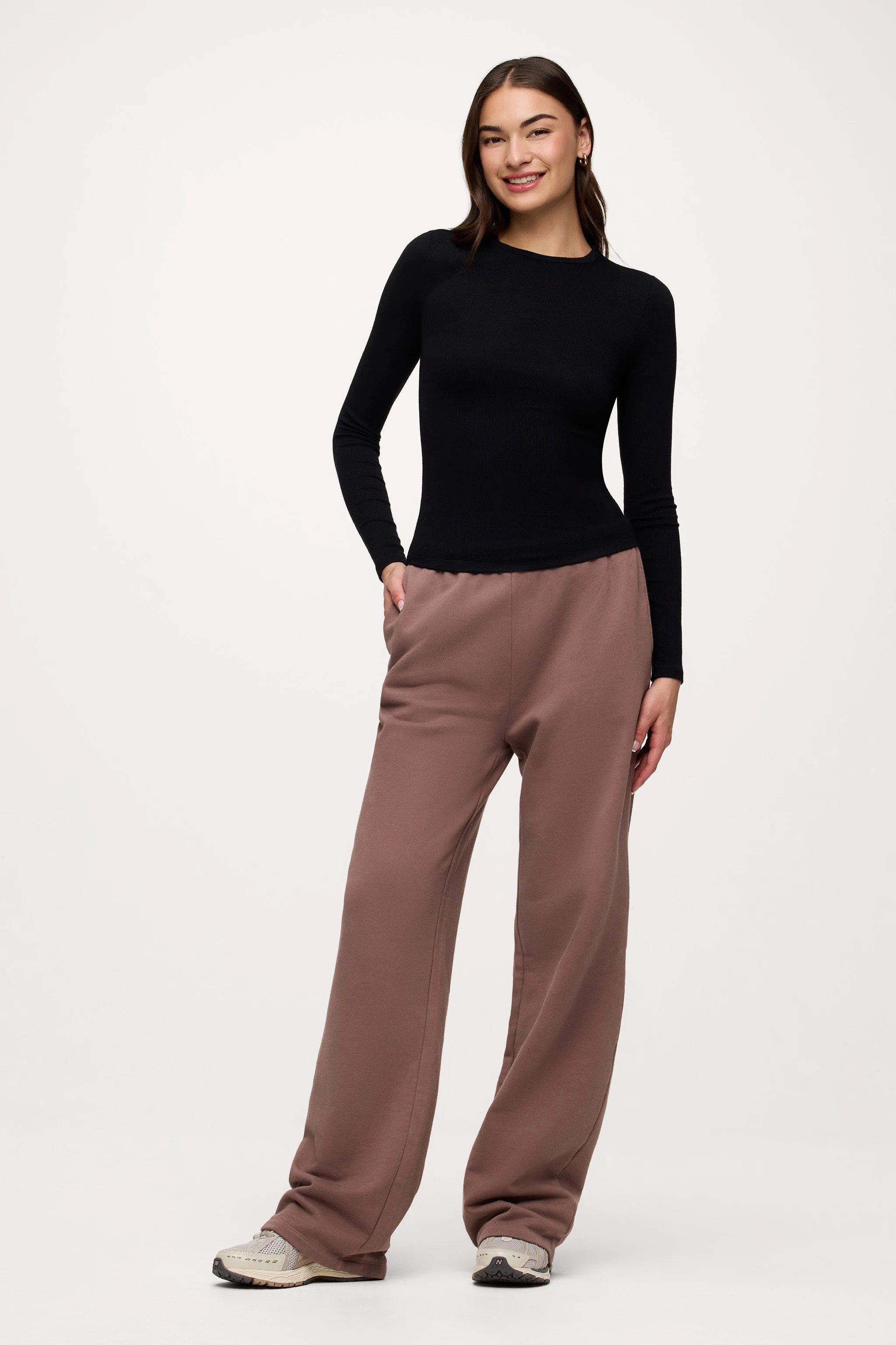 Slinky Rib Long Sleeve Shirt | Black | Nuuds US