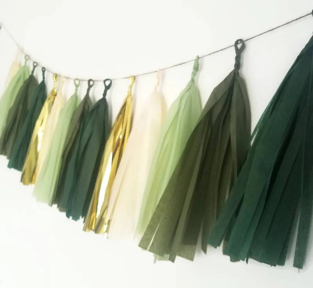 Tissue paper tassel,Tassel Garland,eucalyptus wedding, eucalyptus decorations,green Tassel Garlan... | Etsy (US)