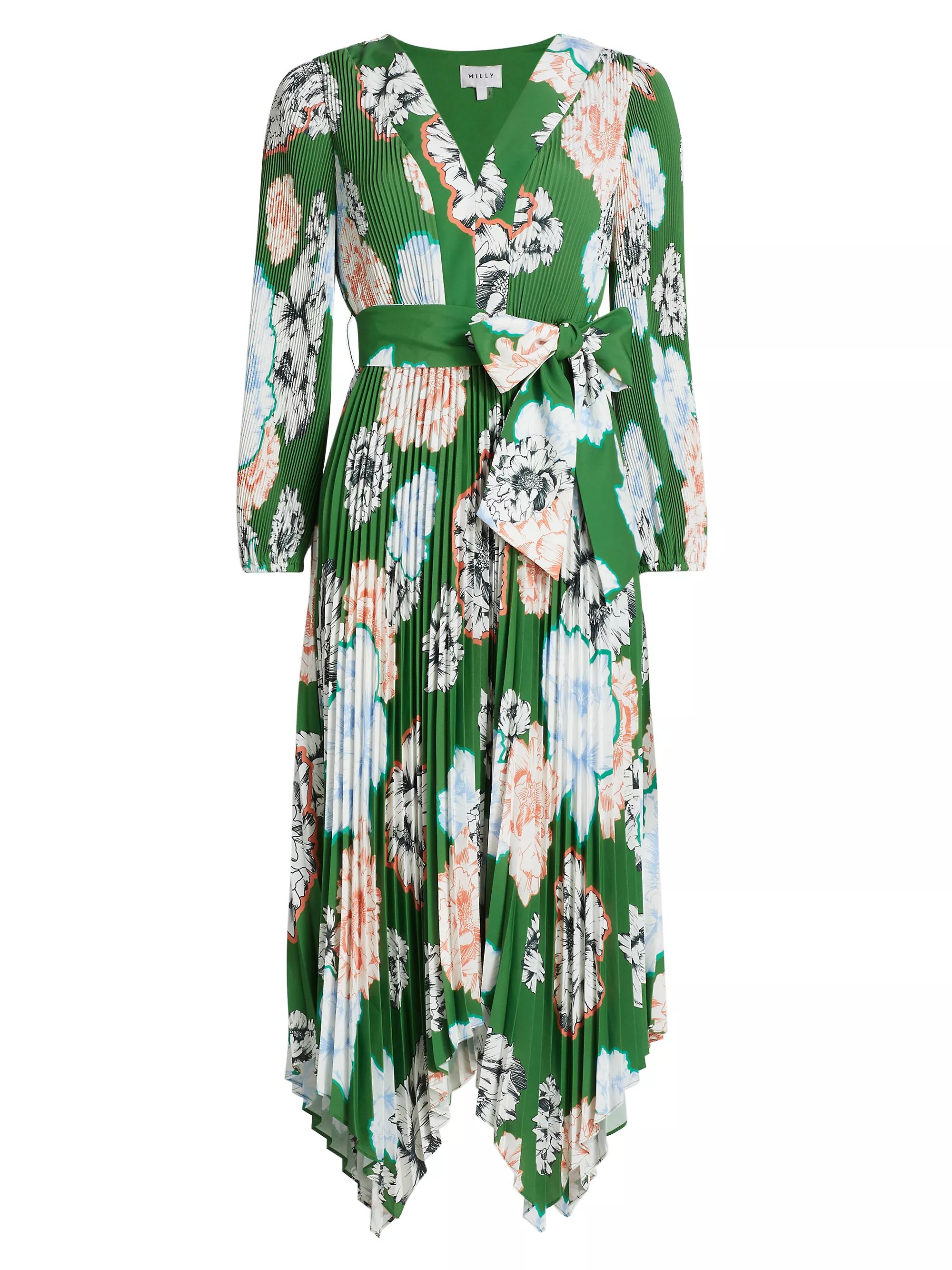 Liora Floral Pleated Midi-Dress | Saks Fifth Avenue