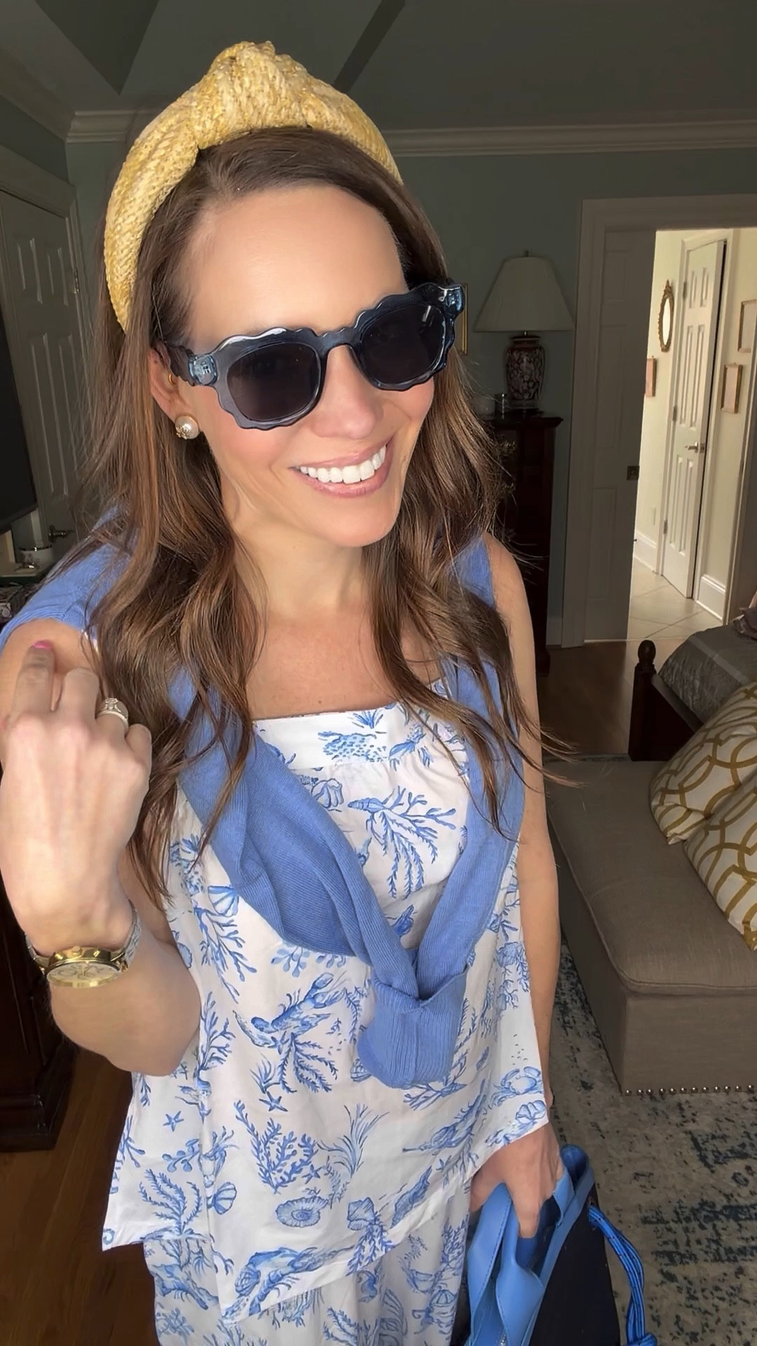 Blue & White PJ Set Styled for Day 💙⚓️


Proof that pajamas can absolutely double as a daytime outfit 💙 I styled this blue and white toile PJ set with a lightweight sweater draped over the shoulders, raffia platform sandals, a knotted headband, and bold sunnies for an elevated coastal look.

The wide-leg pants are flowy and flattering, and the sleeveless top makes it feel more like a chic matching set than sleepwear. Perfect for vacation mornings, beach town strolls, brunch, or resort days ☀️

Such an easy way to get more wear out of your sets — just add polished accessories and a structured tote 🙌

blue and white outfit, toile print set, pajama set styled for day, coastal chic outfit, resort wear look, vacation outfit idea, spring break style, elevated loungewear 💙✨

#LTKOver40 #LTKootd #LTKPetite

#LTKstorytime #LTKOver40 #LTKPetite