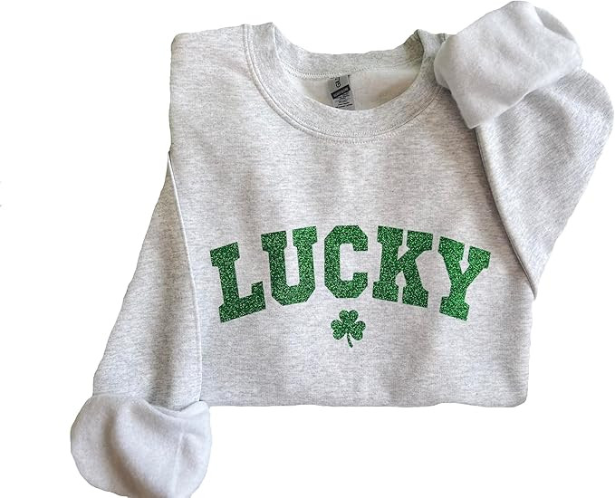 Up2ournecksinfabric Glitter St Patricks Day Sweatshirt Lucky Sweatshirt St Patricks Shirt Lucky S... | Amazon (US)