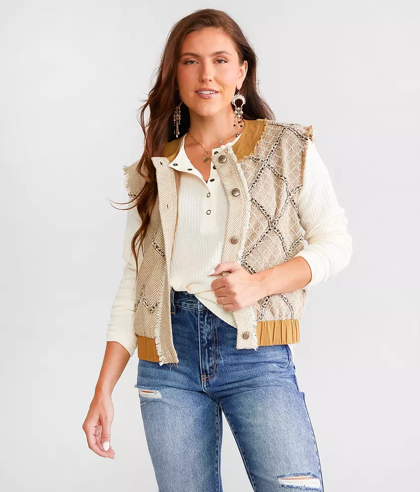 Metallic Tweed Vest | Buckle