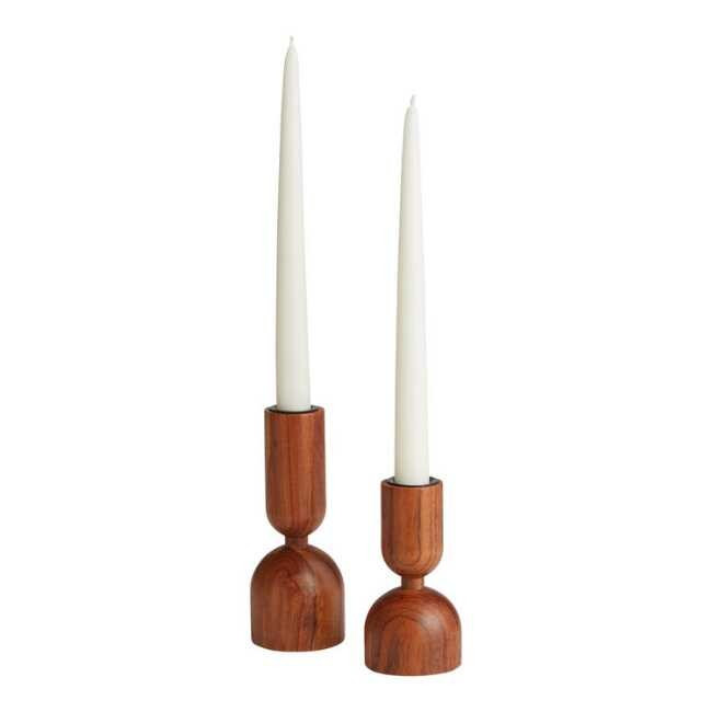 Wood Sculptural Taper Candle Holder | World Market