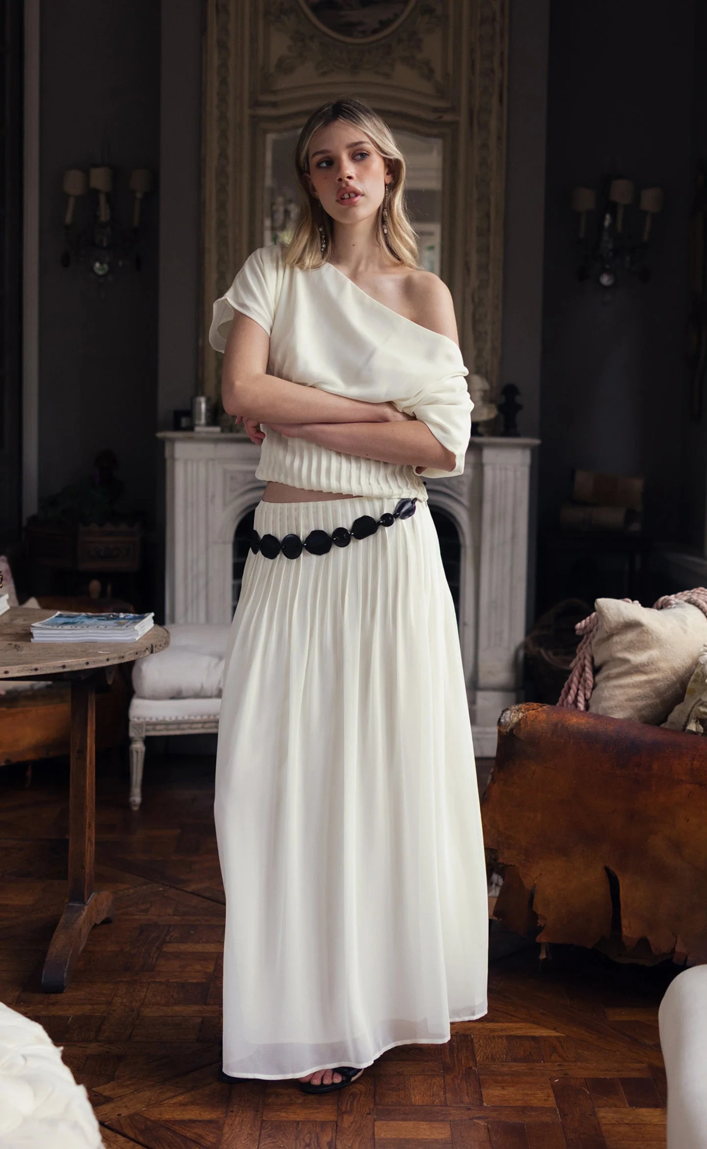 Mist Maxi Skirt (Cream) | Charcoal Clothing US