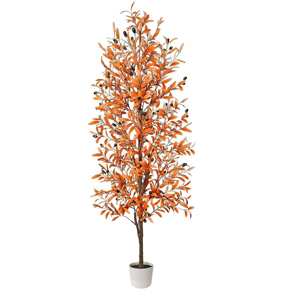 Artificial Olive Tree, Fall Tree for Outdoor Indoor Porch Entryway, Orange Potted Fake Tall Plant... | Amazon (US)