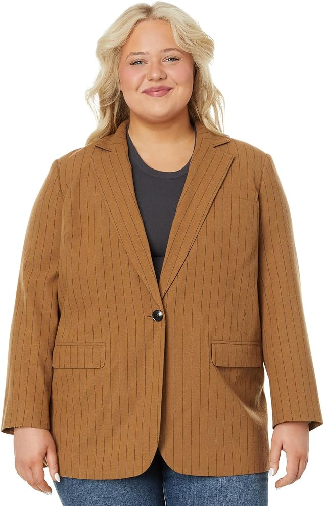 Madewell Plus Oversized Blazer in Pinstripe Fallen Timber 24W | Amazon (US)