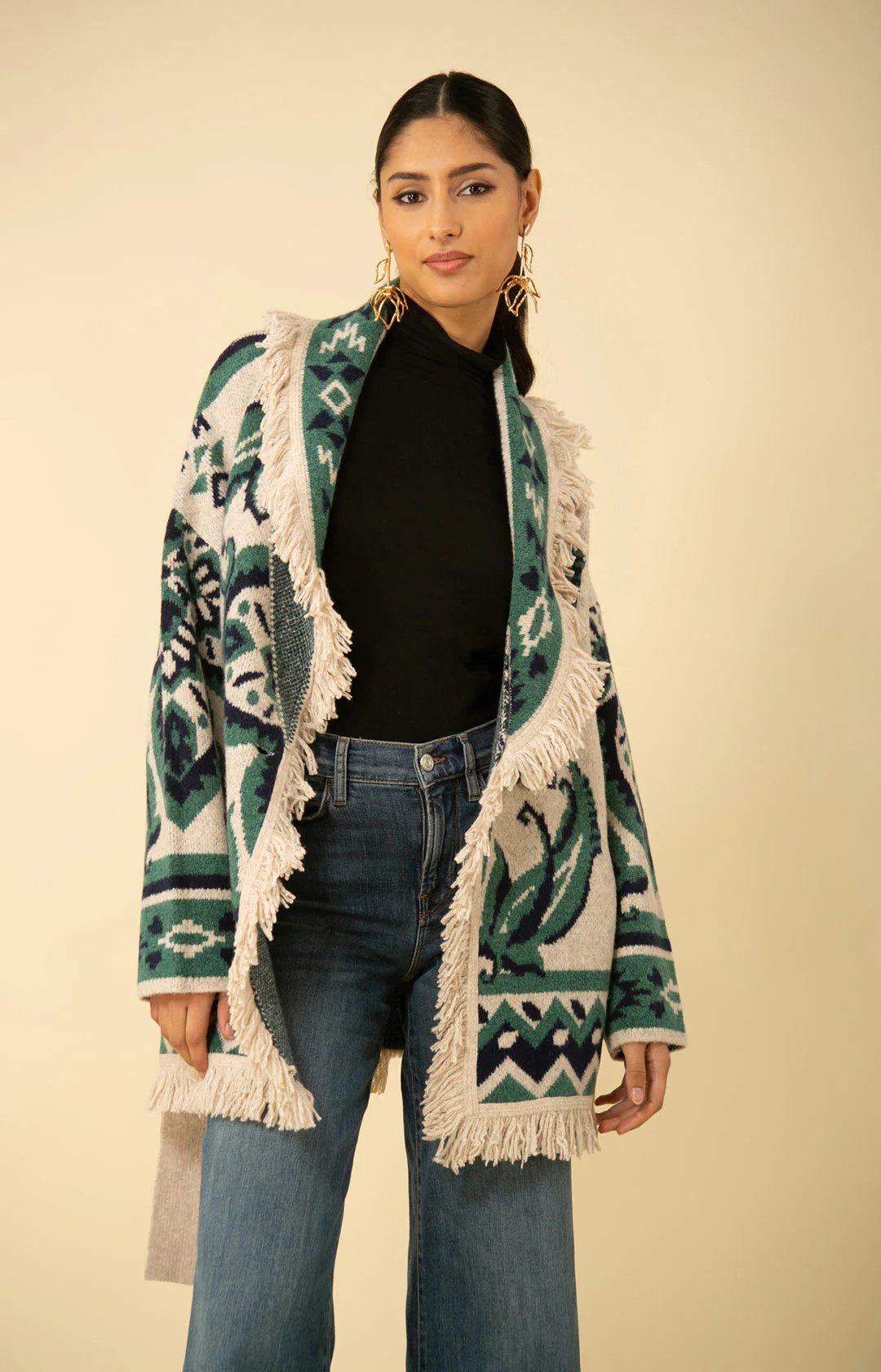 Eliana Fringe Wrap Sweater | Hale Bob