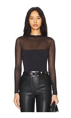 SER.O.YA Brandi Mesh Bodysuit in Black from Revolve.com | Revolve Clothing (Global)
