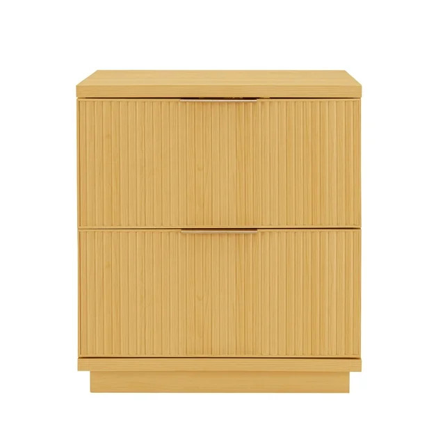 Better Homes & Gardens Lillian Fluted 2-Drawer Nightstand with USB, Natural Pine Finish | Walmart (US)