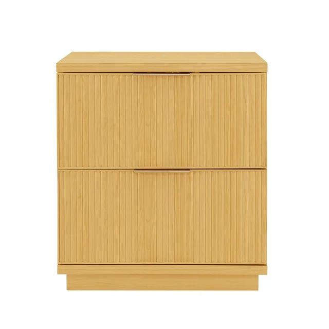 Better Homes & Gardens Lillian Fluted 2-Drawer Nightstand with USB, Natural Pine Finish | Walmart (US)
