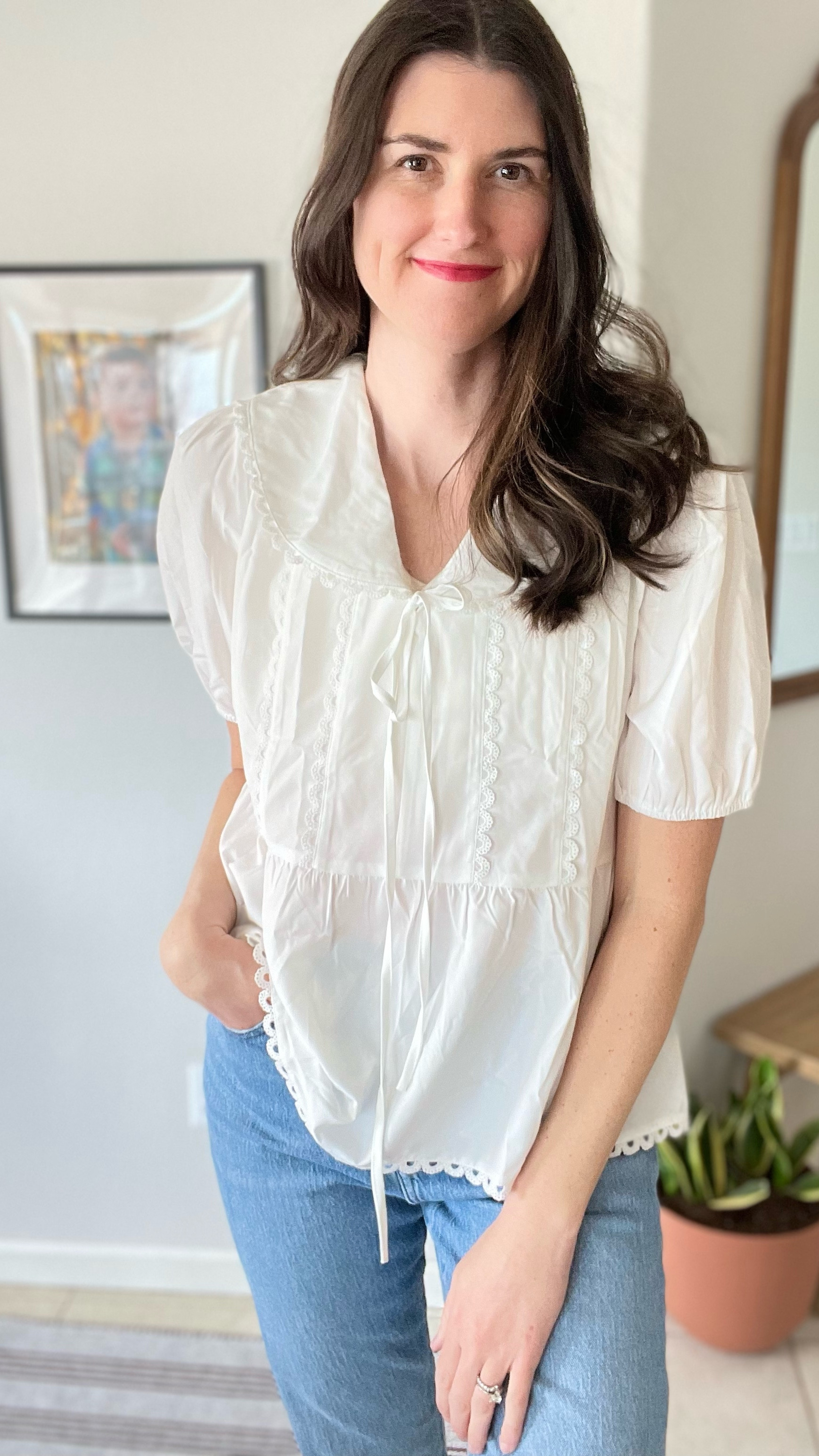 The prettiest baby doll blouse!! 

#LTKFindsUnder50 #LTKOver40 #LTKStyleTip