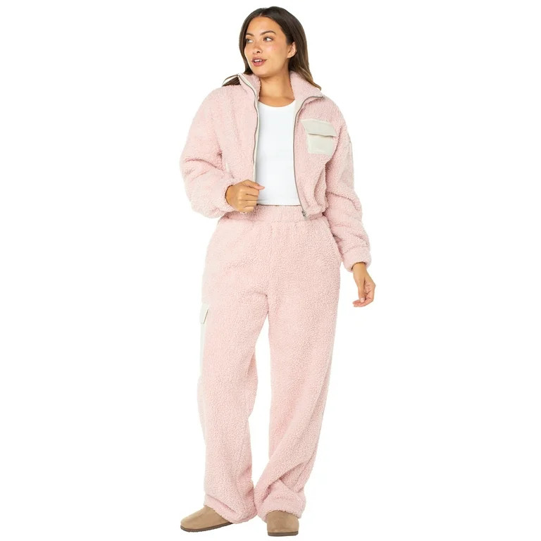 Celebrity Pink Women’s and Women’s Plus Teddy Fleece Jacket and Wide Leg Pants Set, 2-Piece, ... | Walmart (US)