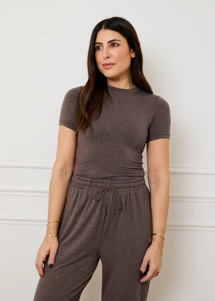 POINTELLE SCULPT TEE - MOCHA | WAT The Brand