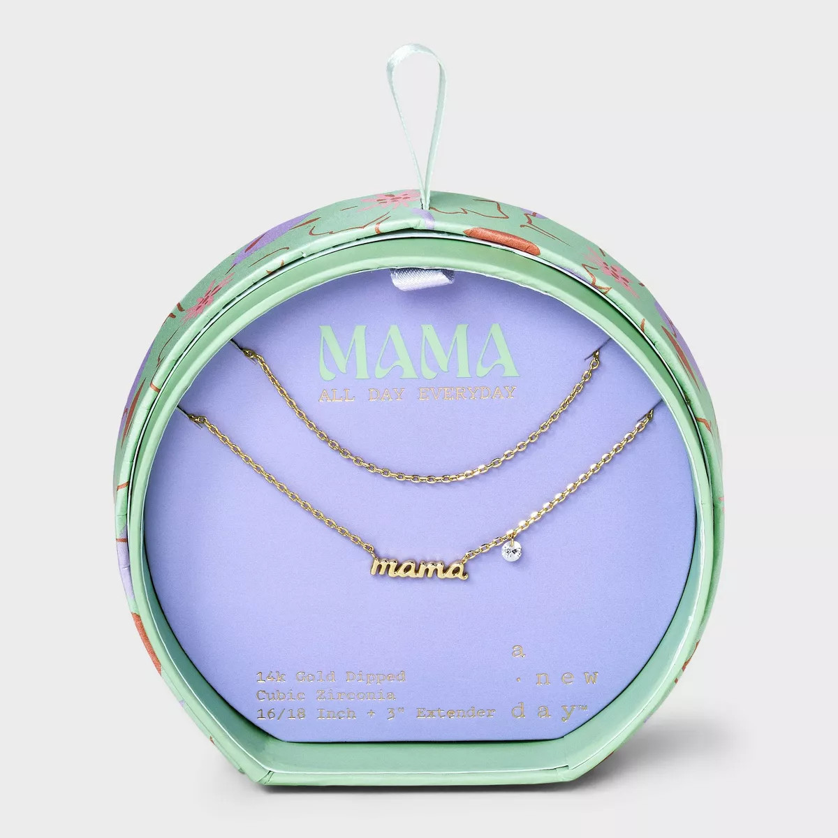 14K Gold Dipped Cubic Zirconia "Mama" Pendant Multi-Strand Necklace - A New Day™ Gold | Target