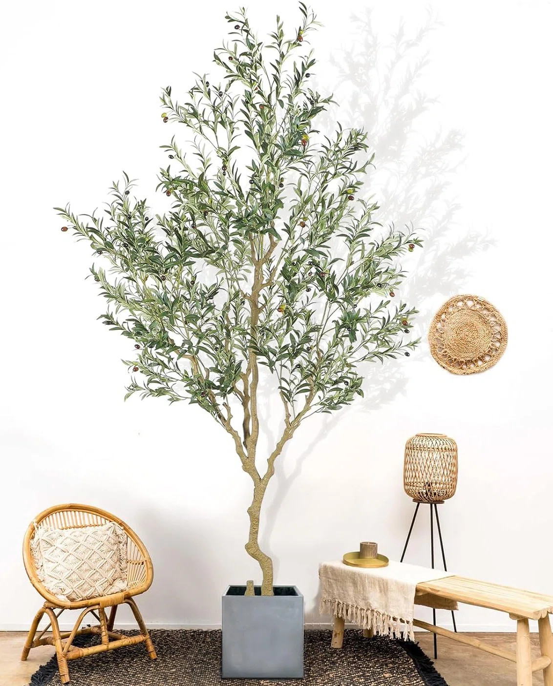 Obeten Tall Faux Olive Tree，9ft(108in) Realistic Texture Potted Silk Artificial Olive Tree. | W... | Wayfair North America