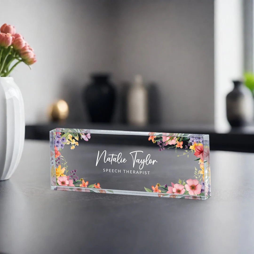 Desk Plaque, Acrylic Name Plate for Desk, Teacher Name Plate, Personalized Name Sign Acrylic Plaq... | Etsy (US)