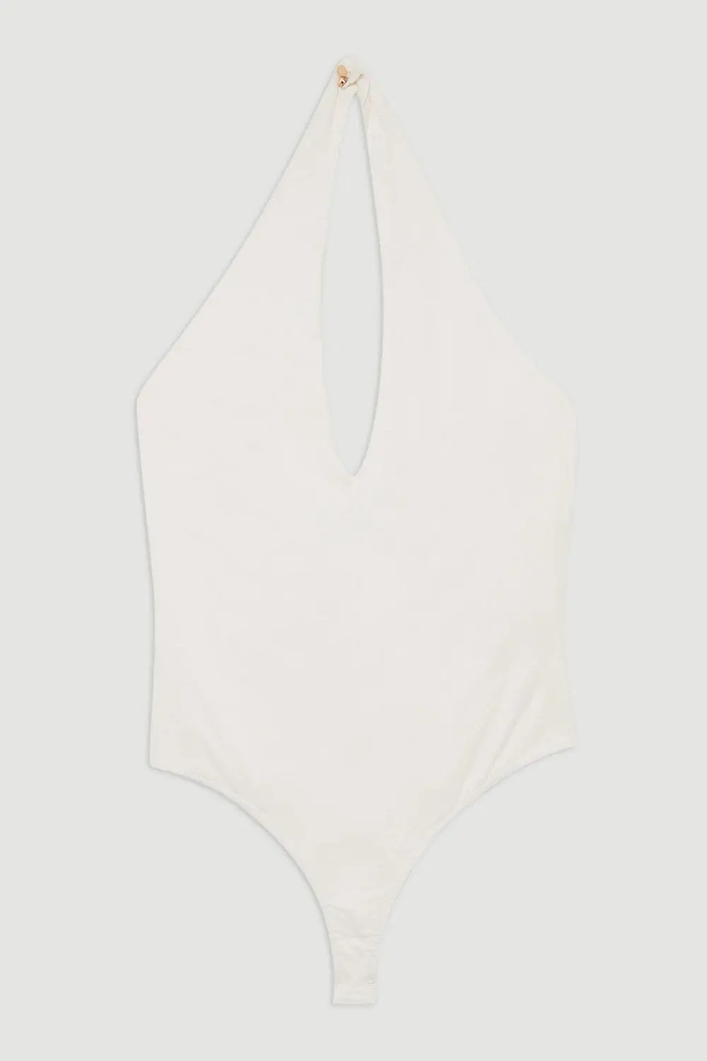 White Stretch Cotton Jersey Halter Jersey Bodysuit | Karen Millen USA | Karen Millen