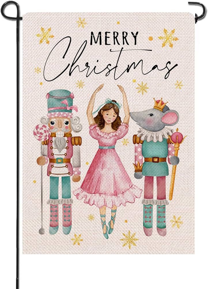 Artofy Merry Christmas Ballet Dancer Small Decorative Garden Flag, Xmas Ballerina Girl Nutcracker... | Amazon (US)