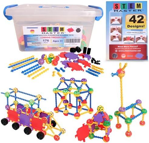 STEM Master Building Toys for Kids Ages 4-8 - STEM Toys Kit w/176 Durable Pieces, Design Guide, R... | Amazon (US)