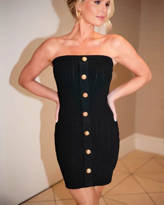 Libra Button Strapless Mini Dress | VICI Collection