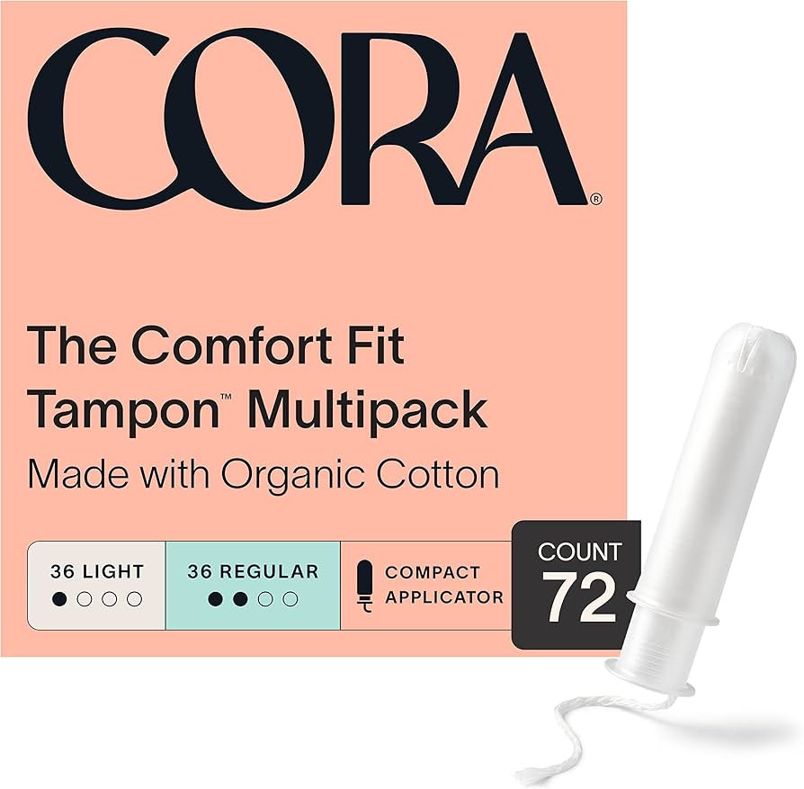 Cora Organic Applicator Tampons | Light/Regular Absorbency | 100% Cotton Core, Unscented, BPA-Fre... | Amazon (US)