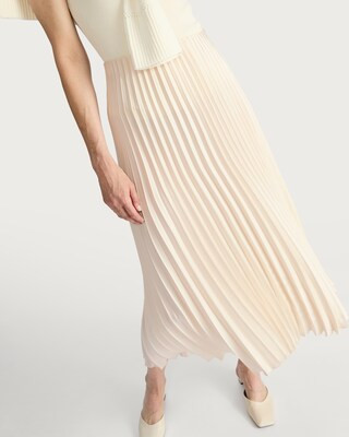 F&F Satin Pleated Midi Skirt in Cream | Tesco F&F
