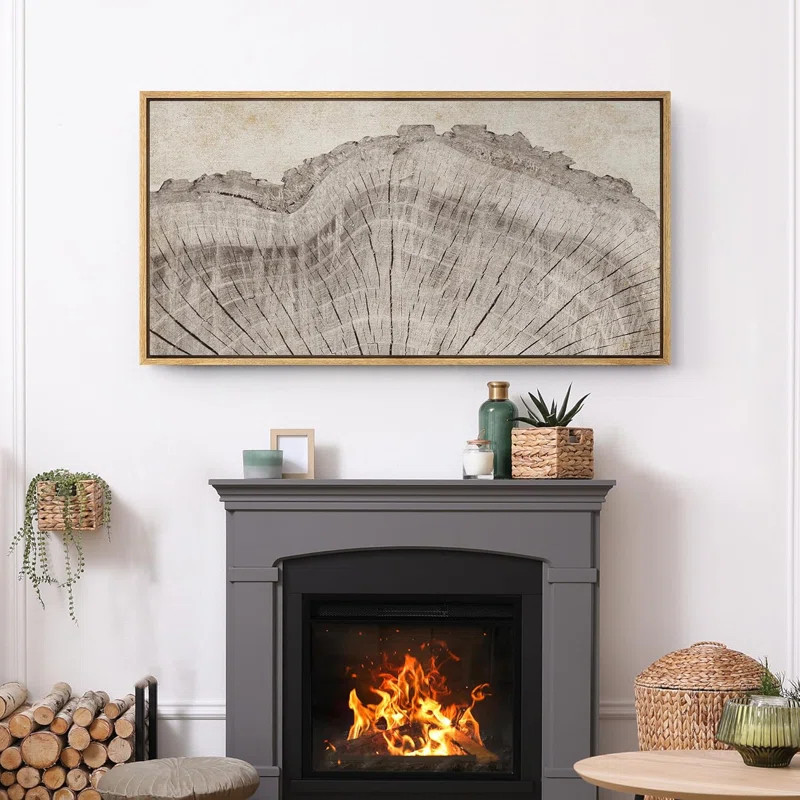 Tree Rings in Neutral Tones Modern Art Extra Large Artwork Print Wall Art | Wayfair North America