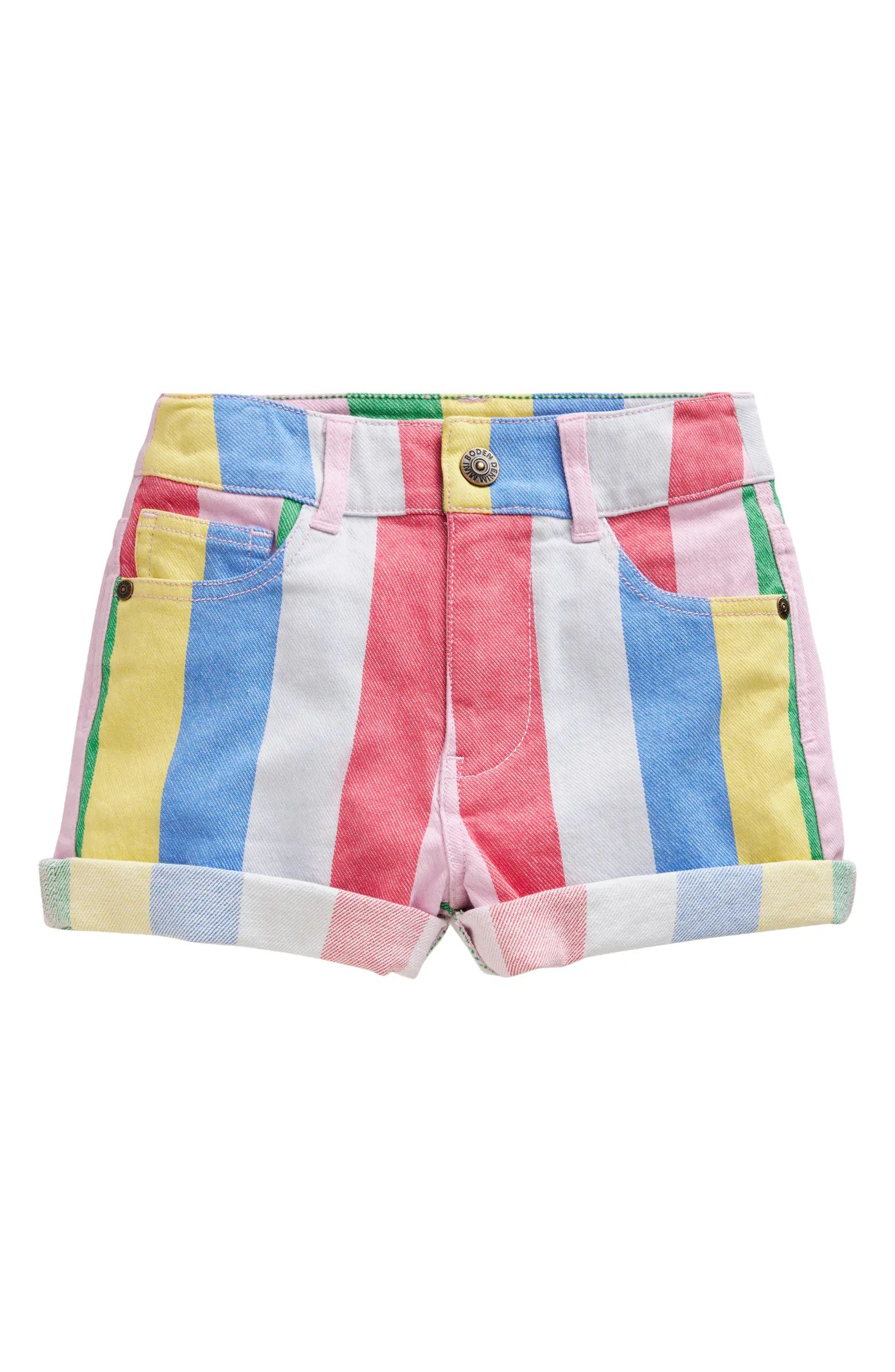 Kids' Rainbow Stripe Denim Shorts | Nordstrom