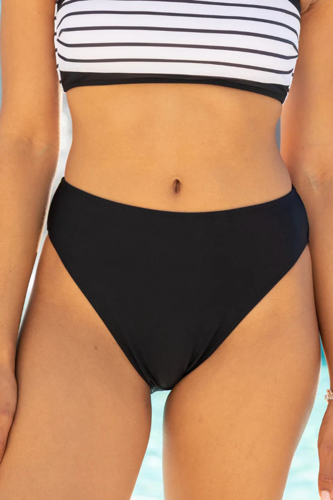 Tidal Treasures Black Solid Bikini Bottoms FINAL SALE | Pink Lily