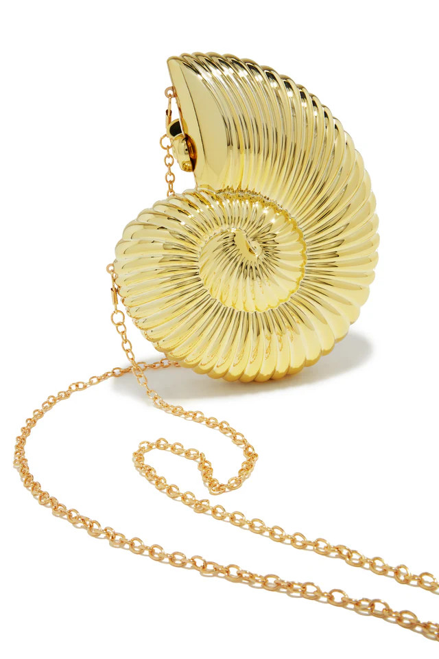 Miss Lola | Kiari Sea Shell Statement Bag Gold | MISS LOLA