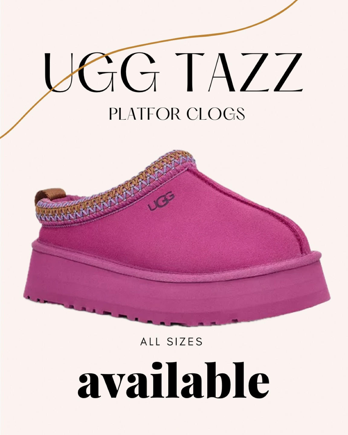 This color is just beautiful and lucky us, all size are available as of 1/27,3pmCST. Hurry! You don’t want to miss it. I wear my normal size on this, I don’t have to size up. 

Ugg
Ugg Tazz
Ugg Platform
Ugg slippers 

#LTKshoecrush #LTKMostLoved #LTKstyletip