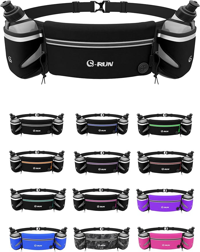 Hydration Running Belt with 2x10oz Bottles - Water Belts for Woman and Men - iPhone Belt for Any ... | Amazon (US)