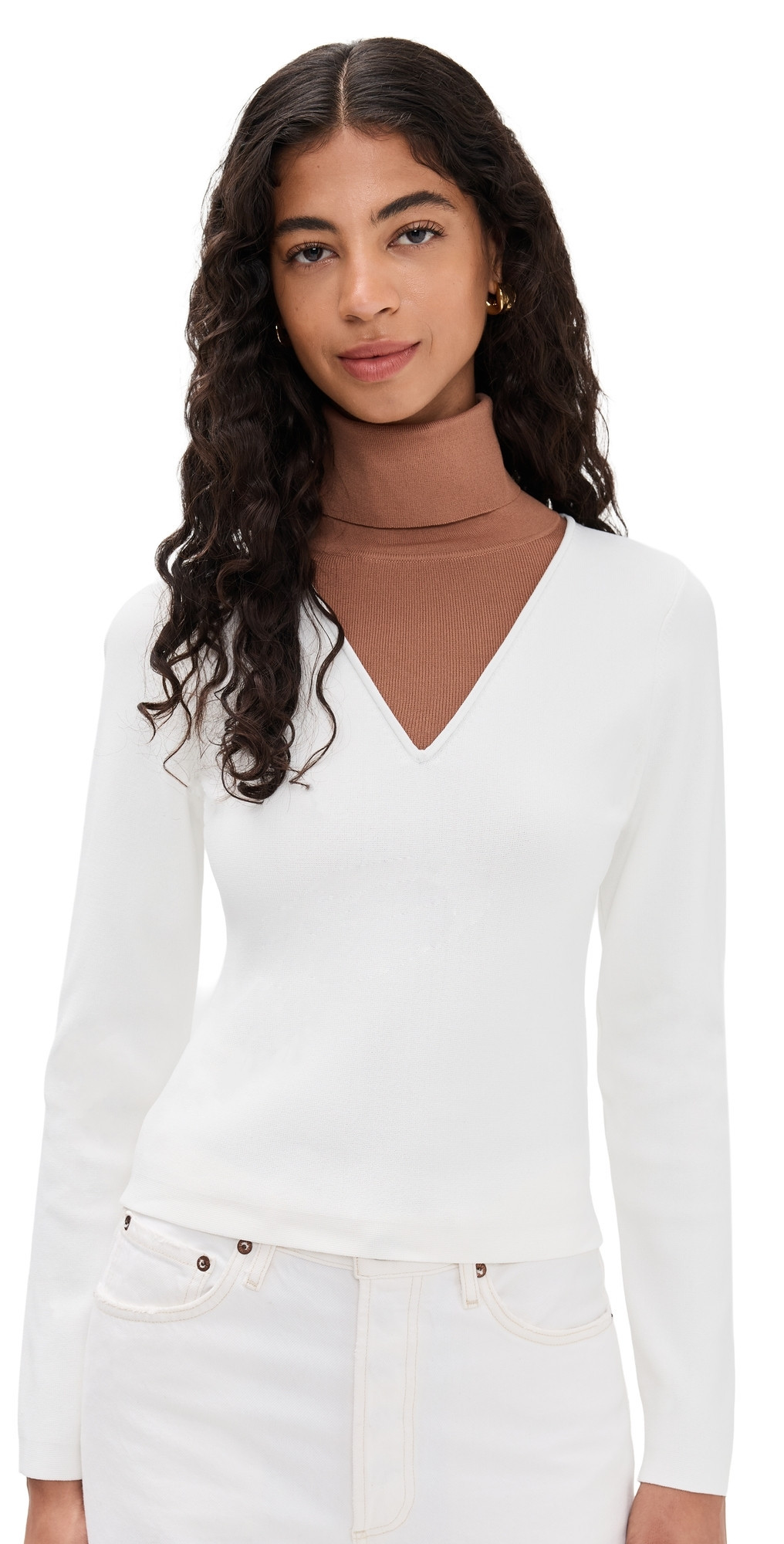 LE BOP Trompe L'oeil Layered Turtleneck Ivory/Umber S | Shopbop