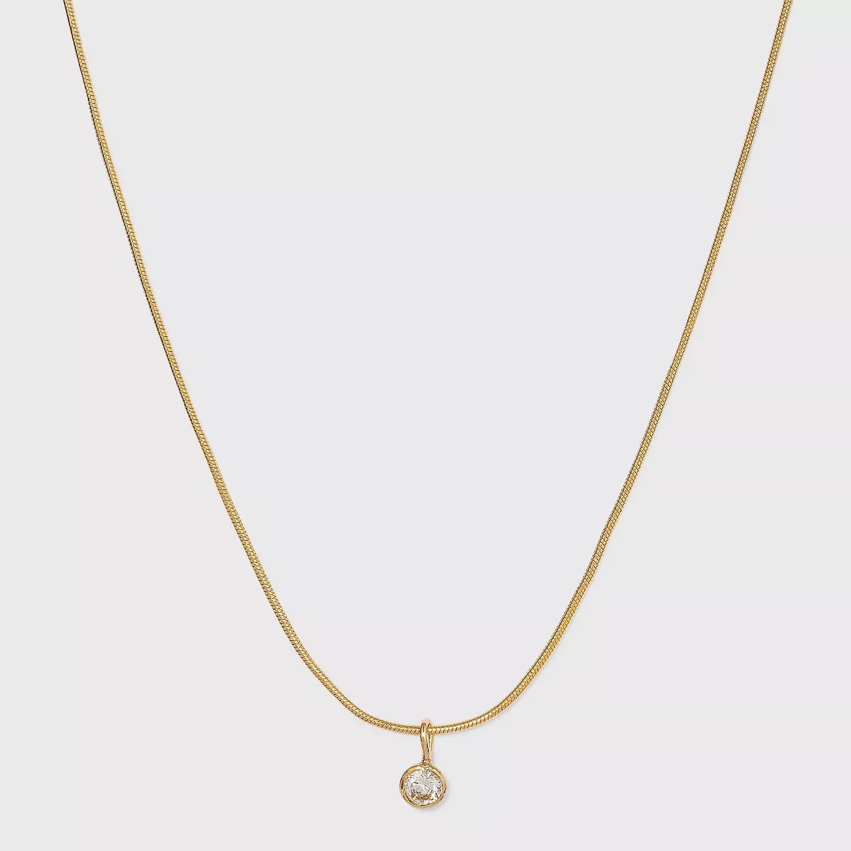 14K Gold Plated Cubic Zirconia Herringbone Bezel Chain Necklace - A New Day™ | Target