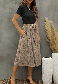 Zattcas Women 2024 Summer Dress Short Sleeve Ribbed Teacher Church Modest Business Casual Work Ou... | Amazon (US)