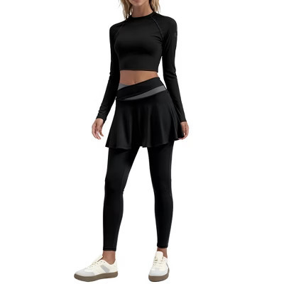 Garvee Women's Yoga Leggings Skort High-Waisted Tummy Control Sports Flared Mini Skirt Attached Stretchy Running Pants Black L | Target