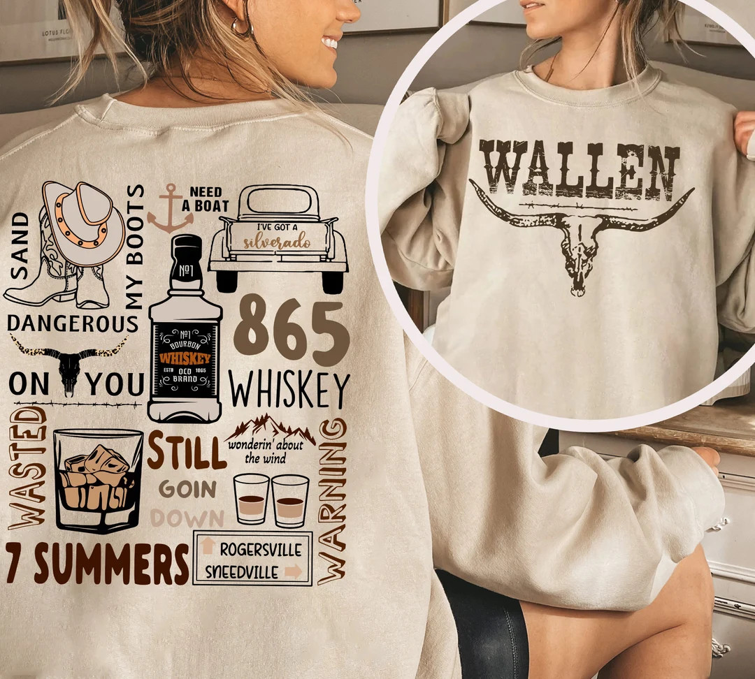 Wallen Western Crewneck Sweatshirt, Cowgirl Wallen Shirt, Retro Wallen Western Crewneck, Cowboy G... | Etsy (US)