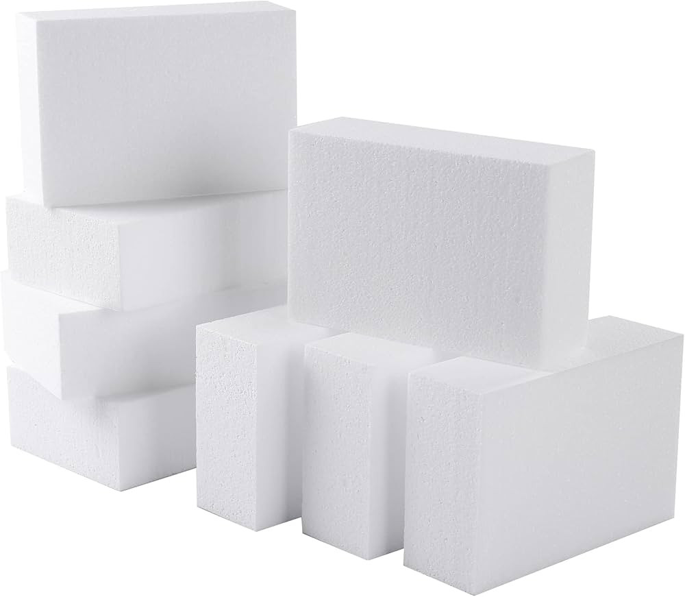 AMZQNART 8 Pack Crafts Foam Blocks, 6x4x2 Square Polystyrene Foam Bricks for Art Sculpting, Flowe... | Amazon (US)