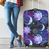 Moon Sun Luggage Cover, Space Stars Purple Print Boho Aesthetic Suitcase Hard Bag Washable Protector Small Large Travel Gift | Etsy (US)