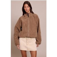 Mushroom Faux Suede Bomber Jacket, Mushroom | PrettyLittleThing UK