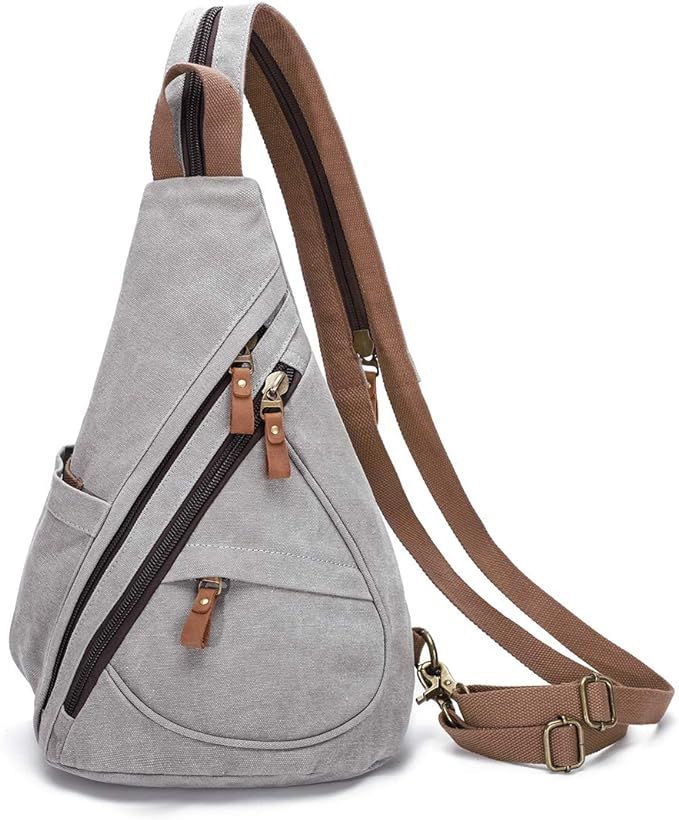 KL928 Canvas Sling Bag - Small Crossbody Backpack Shoulder Casual Daypack Rucksack for Men Women | Amazon (US)
